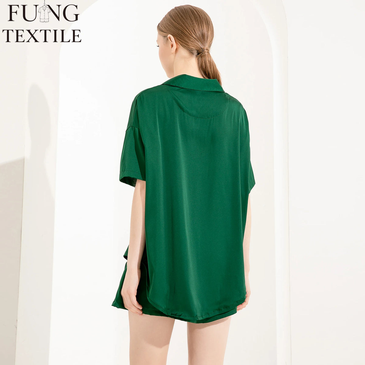FUNG 6035 Custom Logo Women Satin Pajama Set For Bridesmaid Short Sleeve Shorts 2 Piece Loungewear MegaBDM