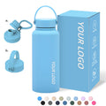 Portable 1L Stainless Steel Bottle Double Wall Insulated Vacuum Flask Matte Rubber Powder Coated Metal Water Bottle for Sports