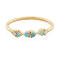 Gemnel Trendy 925 Sterling Silver 18k Gold Vermeil Opal Diamond Paired Rings Women