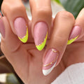 Wholesale French Almond Glitter Artificial False Nails Gel Gel Acrylic Nail Oval Medium Color Tips with Glue Tabs