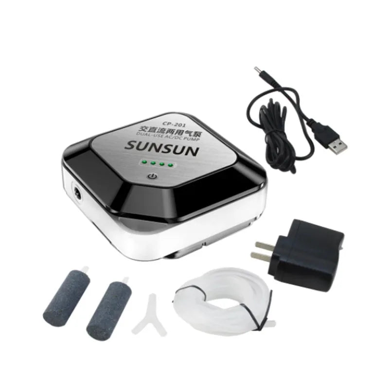 Greech Sunsun DUAL-USE AC/DC Oxygen Pump Aquarium Pump Lithium Battery Air Pump CP-101 CP-201