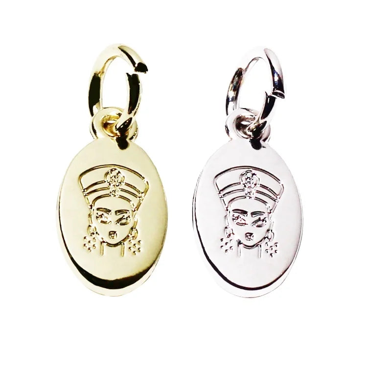 Fashion Style Oval Name Charms Zinc Alloy Bracelet Fitting Gold logo hang Pendant for Necklace