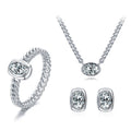 Daidan Women Jewelry Set Gold Plated Fine Jewelry Oval Necklace Stud Earring 925 Silver Zirconia Jewelry Sets