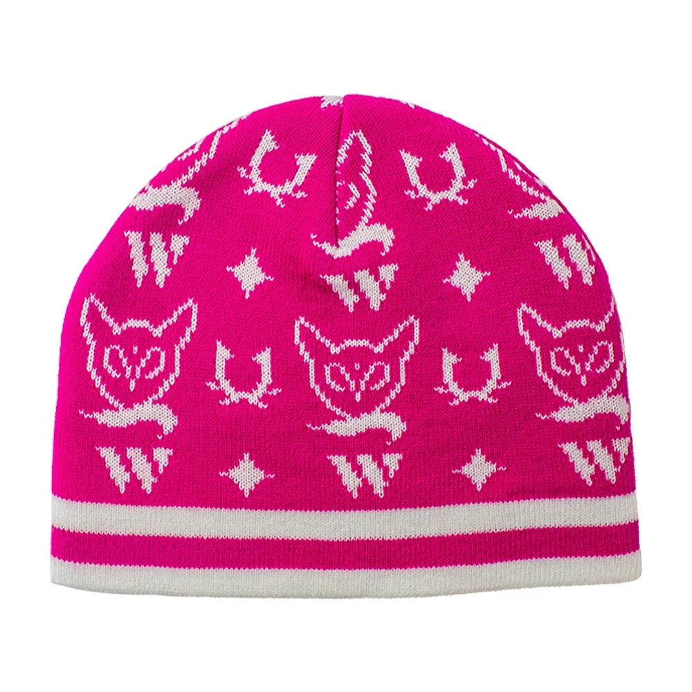 Jacquard Rib Cuffless Embroidery Cute Cartoon Knitwear Wholesale Bulk Order Fashionable Beanie