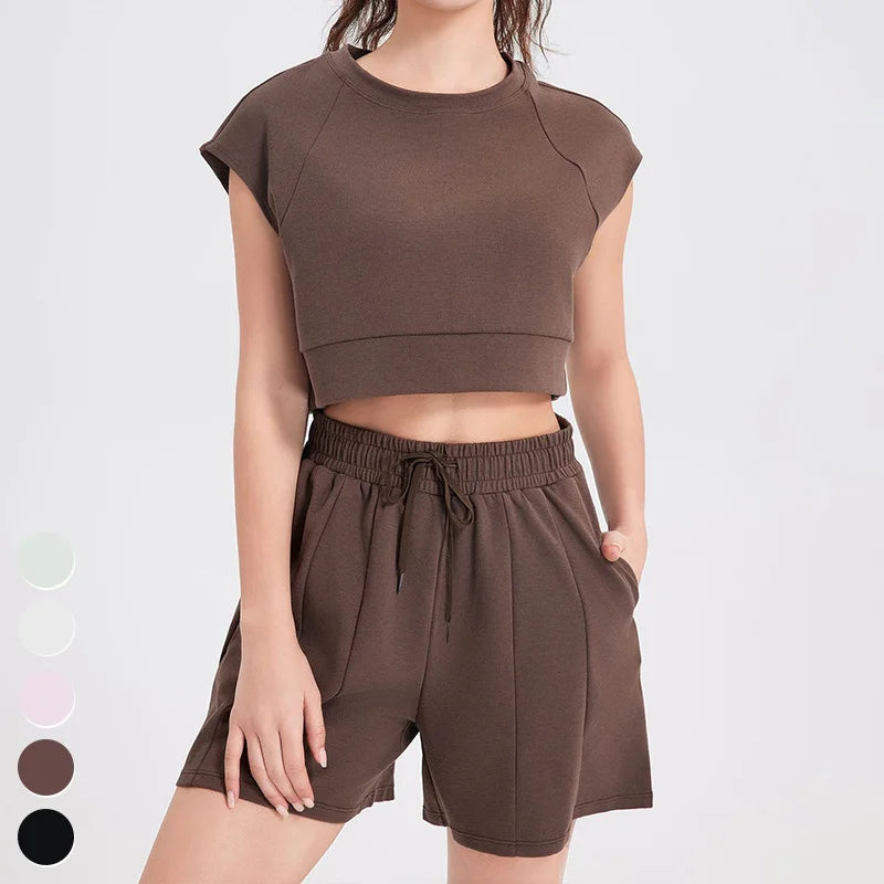 Custom Logo Summer Women Sportswear Tracksuit Short Sleeved Sports Clothing Casual 2 Piece Suits Gym Fitness Sets Women's Sets