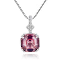 OAHLAN Fashion Jewelry Square Pink Morganite Dainty 925 Sterling Silver Rhodium Plated Pendant Necklaces for Women Engagement