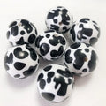 20 Mm Silicone Beads Cow Printed Silicone Beads Kit Round Loose Silicone Beads for Keychain Necklace Jewelry Party Decor