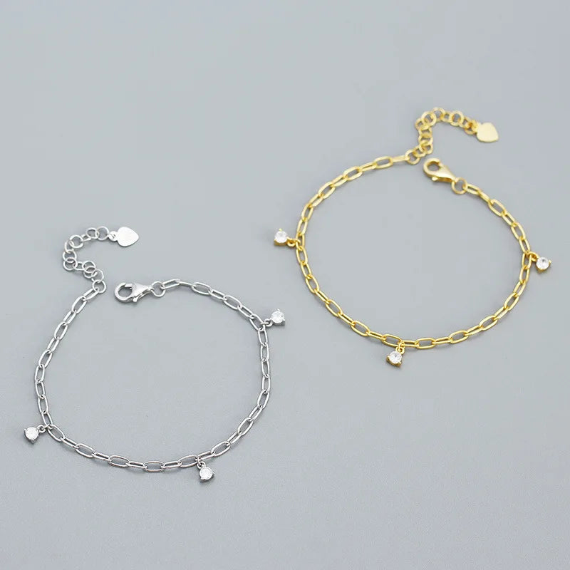 Wholesale 925 Silver Bracelet Women 925 Sterling Silver Zircon Bracelet Gold Plated Chain Bracelet Jewelry Women