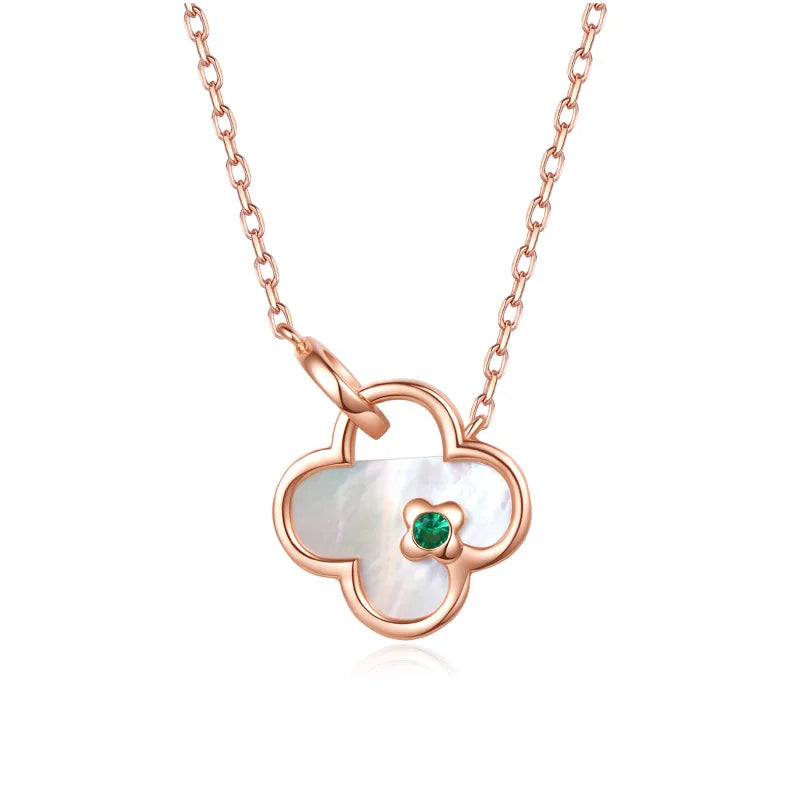 S925 Sterling Silver Fashion Trend Lucky Flower Collar Chain Pendant Jewelry Female Women's Statement Custom Necklace