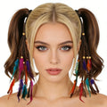 Handmade Leather Rope Colorful Feather Headbands Wood Beads Boho Hair Accessories Fashion Jewelry