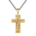Punk Hip Hop Cross Jesus Cast Titanium Steel Men Necklace