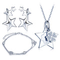 925 Silver Star Ear Climber Bracelets Necklaces Women's Trendy Jewelry Sets for Wedding Engagement Anniversary Gift Zircon