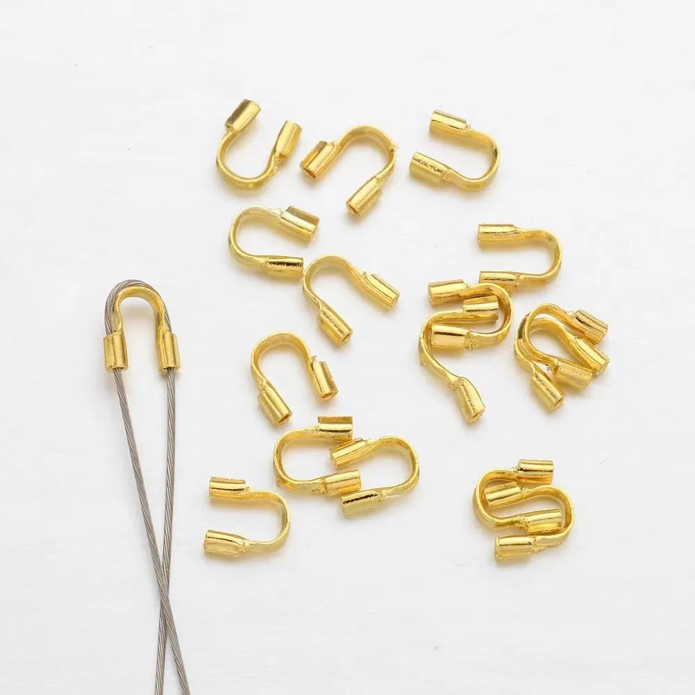 Hole Size 0.7mm 0.8mm 1mm 1.5mm Stainless Steel U Shape Connectors Wire Protector Clasp for DIY Jewelry Accessory