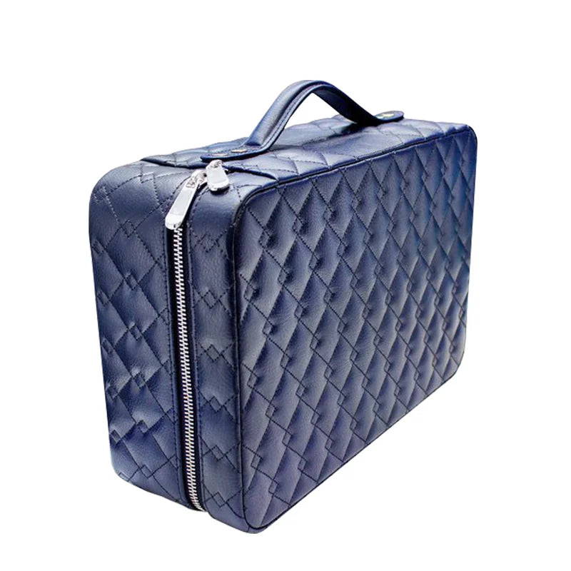 Black Faux Leather Luxury Carry Handle Jewelry Travel Case Velvet Ring Earring Travel Leather Watch Case