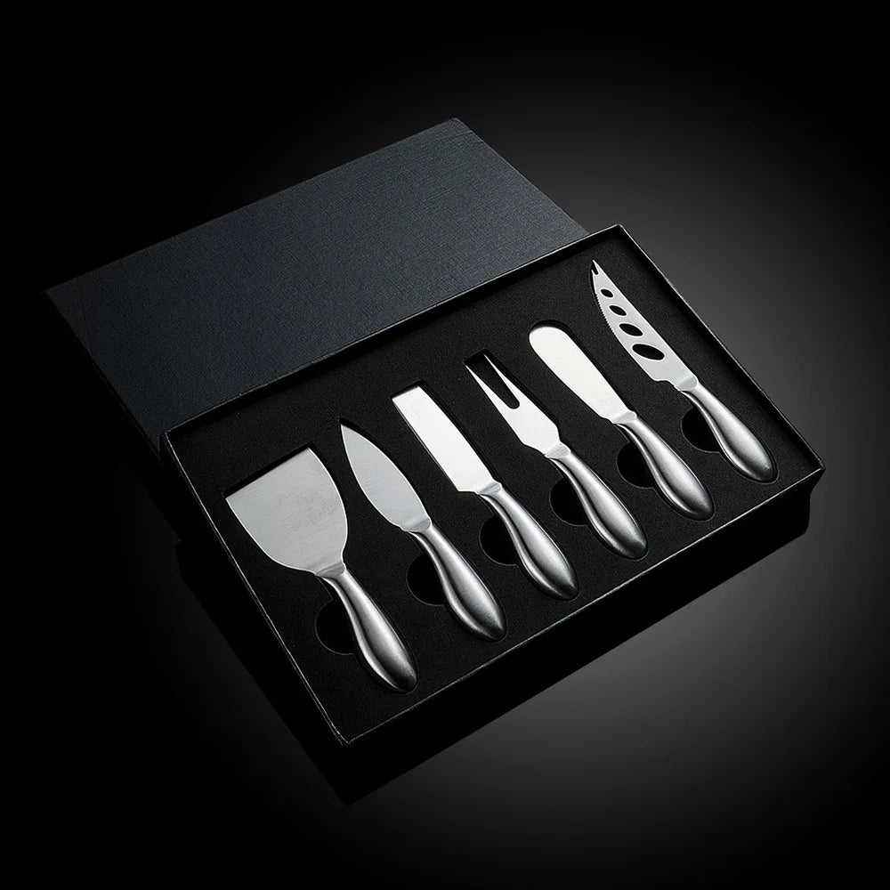 Kitchen Customized Logo Stainless Steel 304 Cheese Knife Set with Cheese Tools Gift Box OEM Available