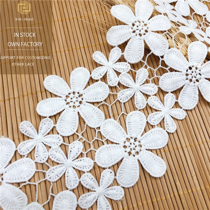 Hollow Milk Silk Bar Code Embroidered Water-Soluble Lace for Garments Dresses Curtains Fringe Decoration