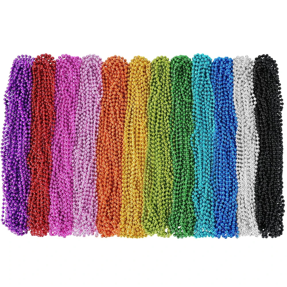 33in Colorful Beaded Necklaces Mardi Gras Beads Necklace for Mardi Gras Costume Patrick's Day Decoration Birthday Party Favors
