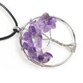 HZ Wholesale Natural Crystal Gemstone Tree of Life Pendant Natural Amethyst Tree Necklace Handmade Jewelry Pendant Jewelry