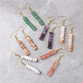 Statement Natural Crystal Beaded Quartz Gem Stone Wheel Bead Earring for Women Girls