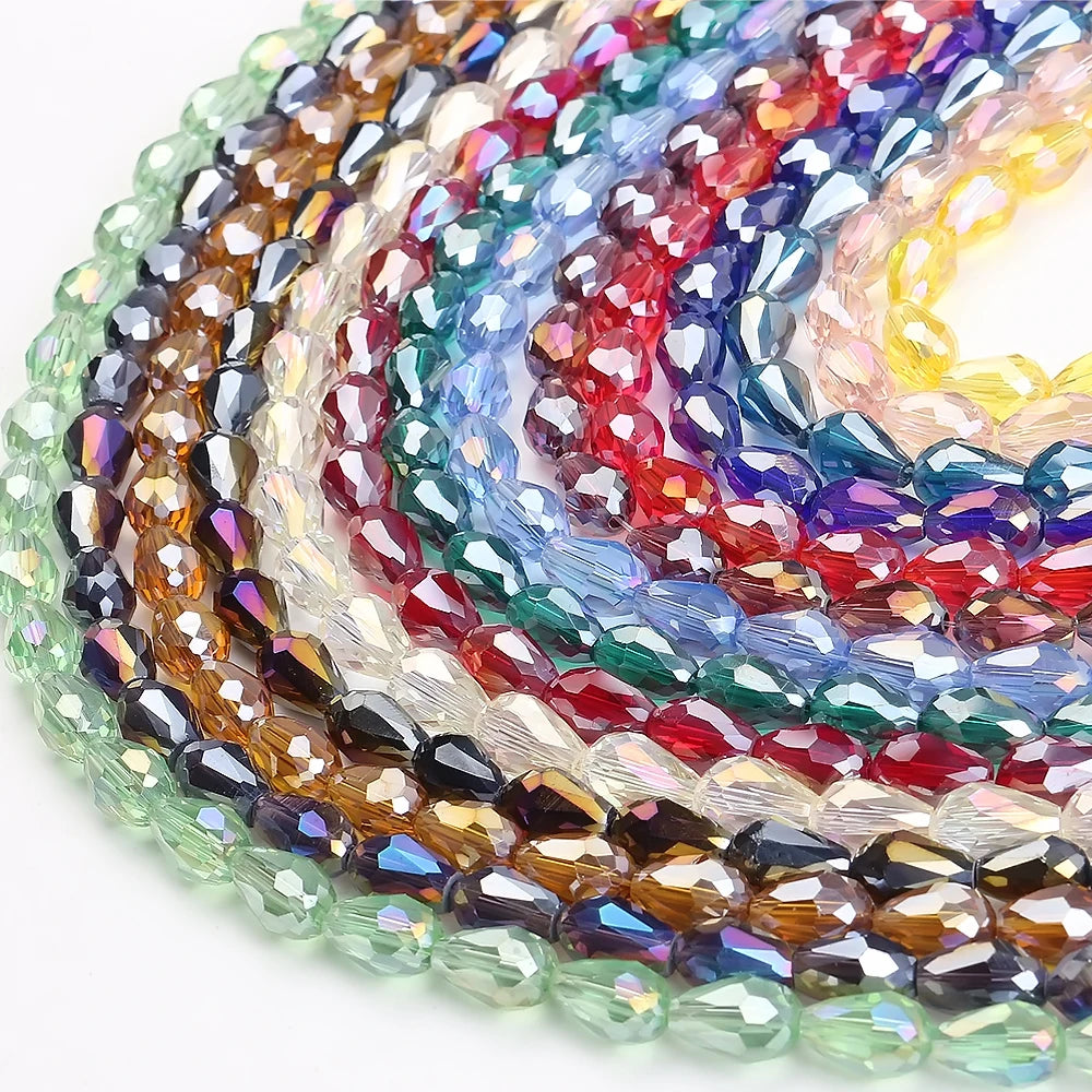 Zhubi AB Color Waterdrop Shape Glass Beads for Jewelry Making Crystal Drop Pendant Beads for Women DIY Necklace Decoration MegaBDM