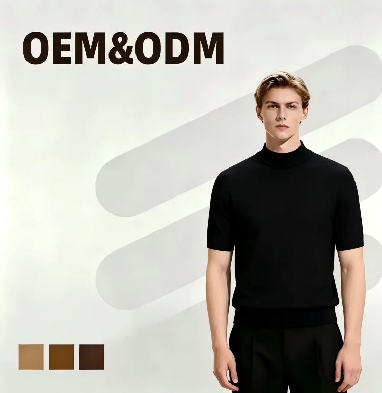 Hot Selling Men's Casual Summer Short-Sleeved Sweater Blank Old Money Leisure Half-Sleeved Knitted T-Shirt