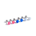 E01770 925 Sterling Silver Rhodium Plated Opal Ball Stud Earring Simulated Opal Screw Back Earrings for Girls Women