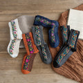 2020 Europe and American Retro Flower Socks Ethnic Bouquet Floral Crew Socks for Women