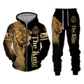 Customized Casual Streetwear  lion 3D Digital Printed Man and Women of  Children's and Adult  Zippered Oversized Hoodie Set
