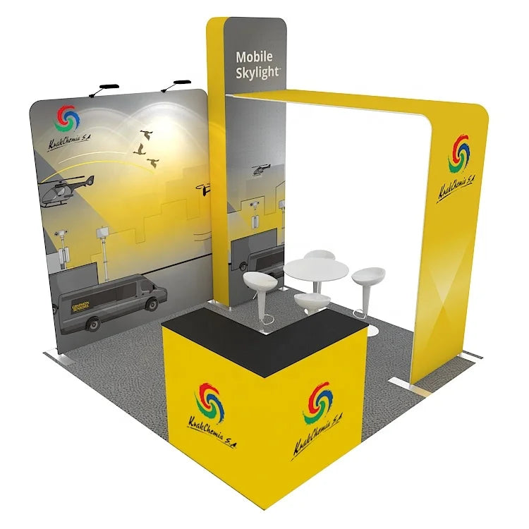 Foldable Tension Fabric 10x10 Aluminum Frames Modern Fashion Trade Show Exhibition Expo Fair Backdrop Custom Tradeshow Booth