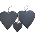 20cm Heart Natural Black Slate  Stone Plate