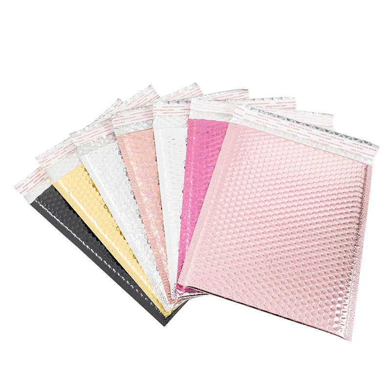Customized Holographic Thickened Self-adhesive Bubble Bag with Inner Aluminized Film Bubble Bag for Clothing Cosmetics Mail Bag