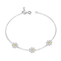 Daisy Flower Link Bracelet for Women Genuine 925 Sterling Silver Fresh Lovely Gifts Women Jewelry