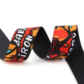 Low MOQ Polyester Sublimation Printed logo Elastic Webbing for Clothes Men Polo Shirts Wig Elastic Band