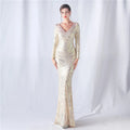 31556# Positioning Flower Cutting Process Magic Beads Annual Wedding Long Sleeve Evening Gown