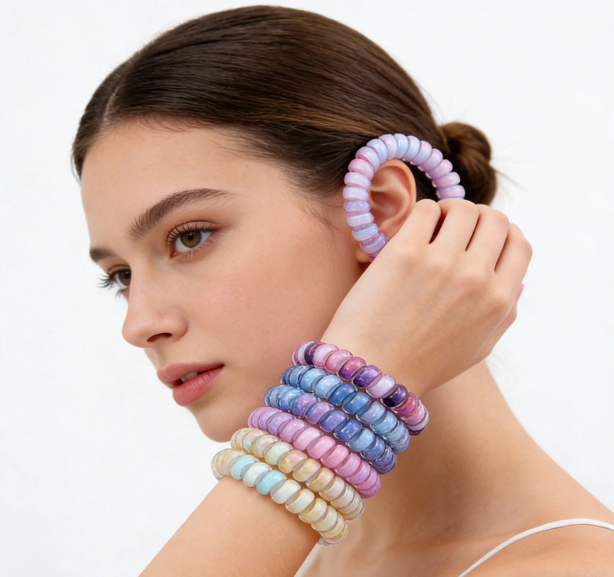 Wholesale Animal Print Spiral Hair Ties Camo Plastic Hair Rings Tie Dye Phone Cord Ponytail Holders Hairbands for Women Girls