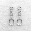 Sterling Silver 8*10mm Semi Mount Stud Eardrops Empty Support Blank Claws Setting S925 Base Without Center Stone for DIY Inlay