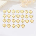 14k Gold Personalized Love Heart Shape Letters Pendant Letter Engraved Necklace Earrings Diy Charms for Women Girls