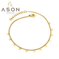 Ason Jewelry New Fashion Simple Style Stainless Steel Anklet Ladies 18k Gold Plated Round Pendant Anklet