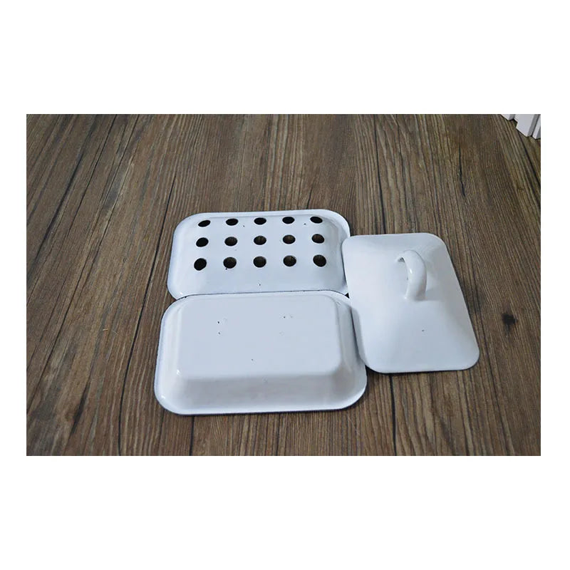 Trending White Eco-Friendly Bathroom Hard Wall Mounted No Drilling Storage Enamel Soap Dish Holder BKF 9311