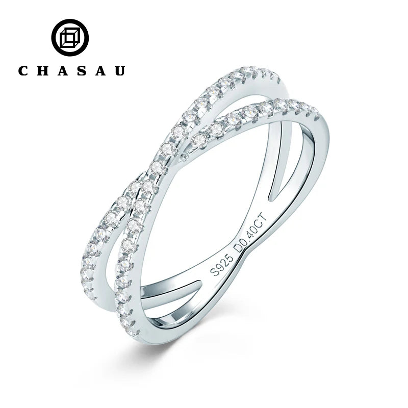 Most Popular with GRA Certification 1.3mm Moissanite S925 Sterling Silver X Half Eternity Band Ring