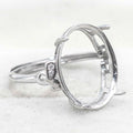 Sterling Silver 12*16mm Semi Mount Ring Empty Frame Blank Support Claws Setting S925 Base Holder Without Center Stone for Inlay