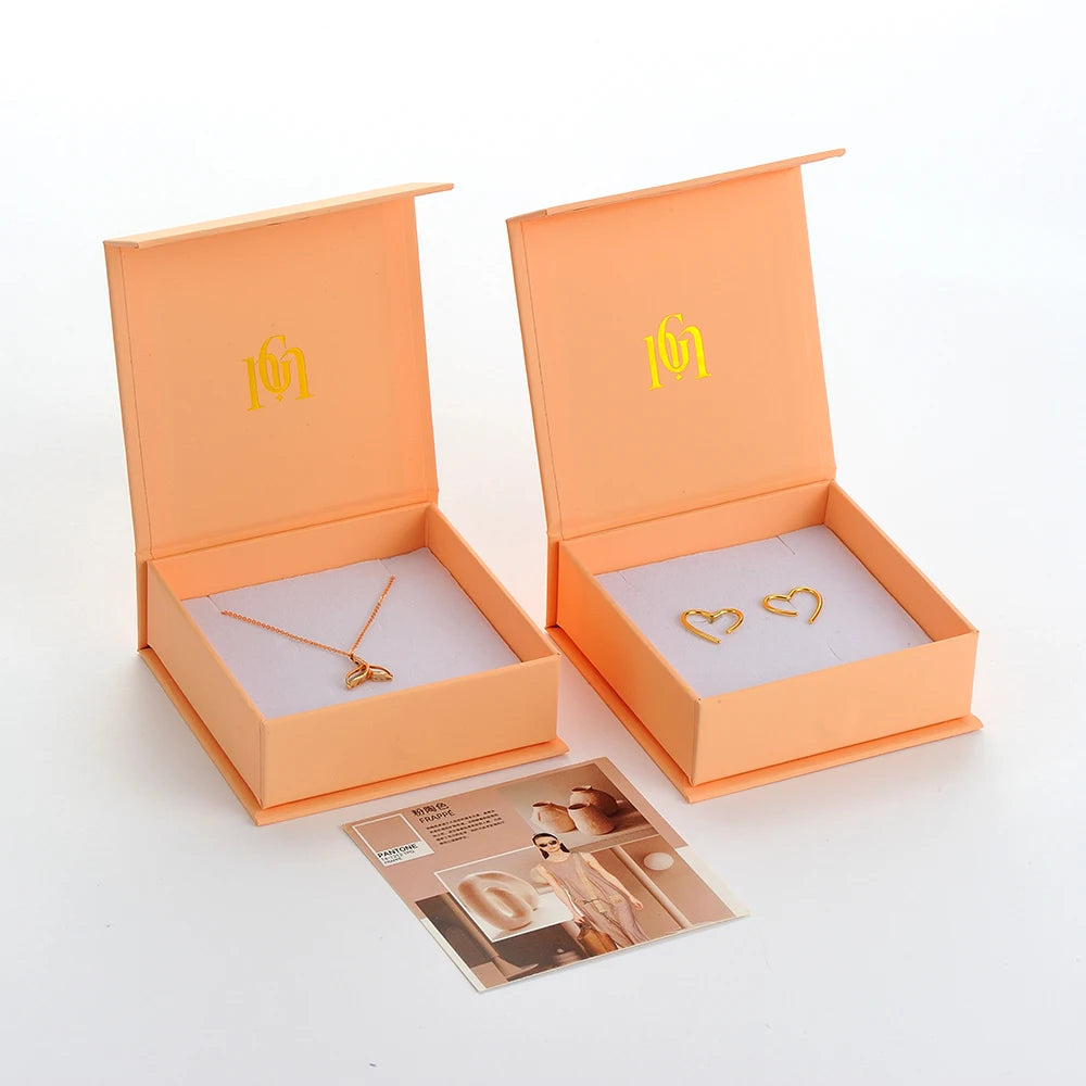 Factory Direct GALMPKG Luxury Custom Cardboard Magnetic Jewelry Packaging Box    Luxury Jewelry Box for Necklace Earring