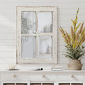 RTS Handmade Farmhouse Room Decor Rectangle Bathroom Wooden Framed Mirror Espejos Barn Washed White Rustic Wooden Wall Mirrors