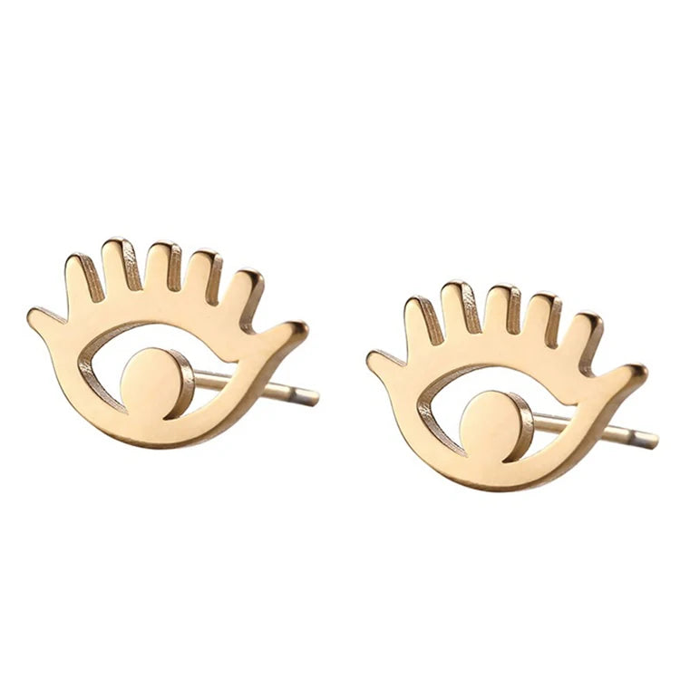 Wholesale Non Tarnish 18 Gold Silver Plated Stainless Steel Women Small Turkish Evil Eye Stud Earrings Jewelry