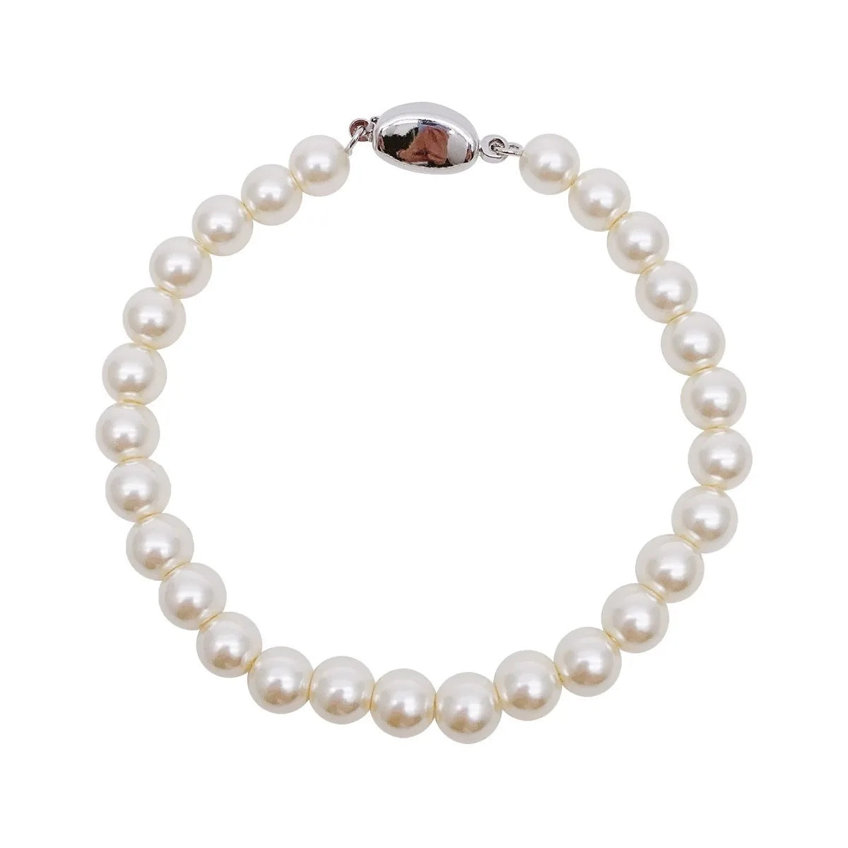 Wholesale S925 Silver Freshwater Imitation Pearl Women's Classic Geometric Beaded Bracelet Custom Shape 4mm Gift Anniversary