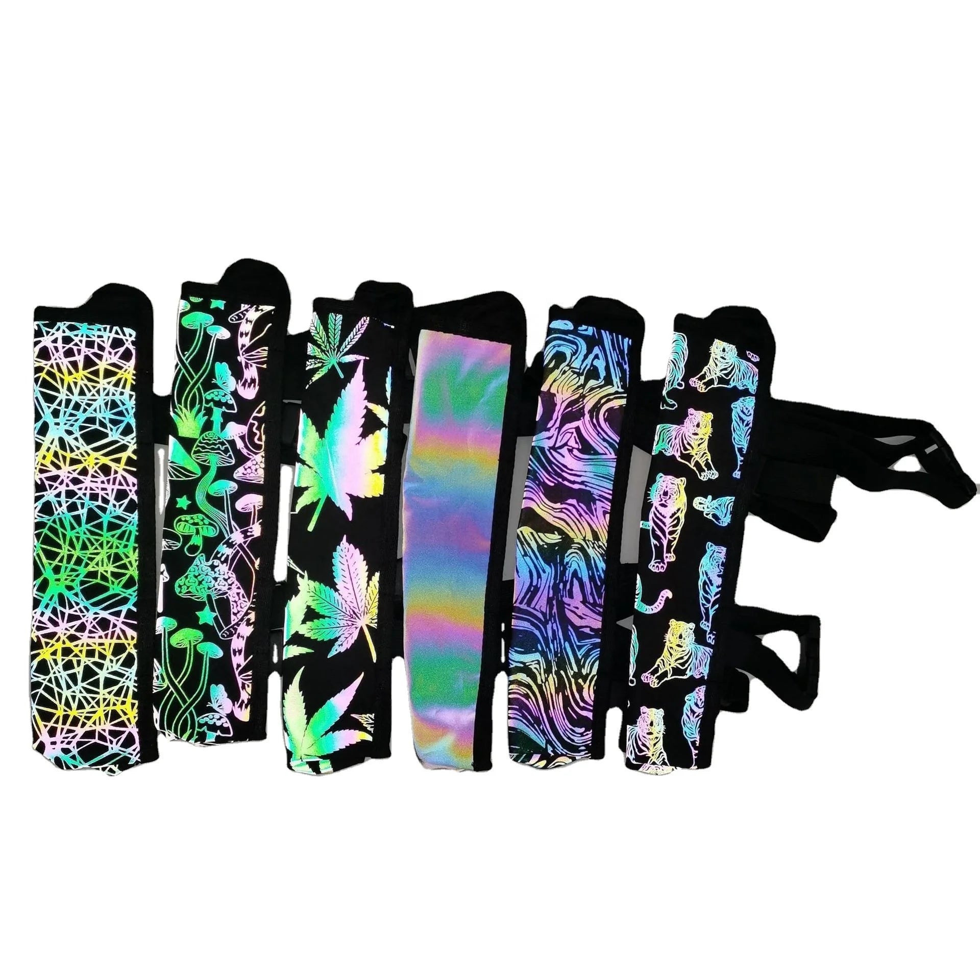 Fashion Style Iridescent Holographic Portable Letterpress Printed Cloth Holster Bag for Rave Festivals Parties