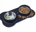 All-In-One Portable Silicone Pet Bowl Mat Non-Spill Feature Hot Selling Customizable Logo Double Water Print Dog Stainless Steel