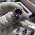 925 Silver Aura Light Gemstone Crystal Accessories Woman  Amethyst Ring