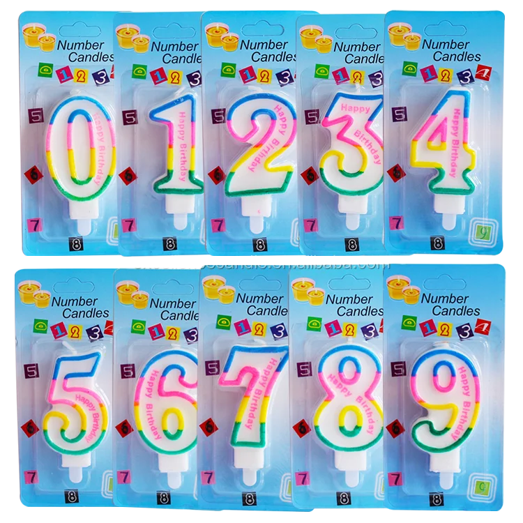 Huaming Colorful Happy Birthday Number Candle Cake Decoration Supplies Wedding Party Birthday Number Candle Wholesale