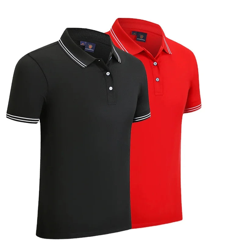 Custom LOGO Embroidered Design Mens Golf Polo Casual T-shirts Cotton Men's Short Sleeve Solid Color Printing Sports Shirt Tops